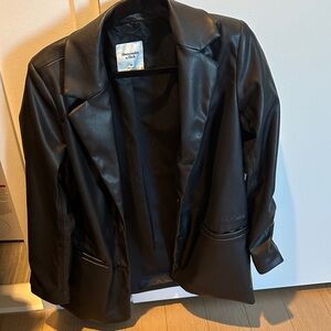 Abercrombie & Fitch Black Vegan Leather Blazer